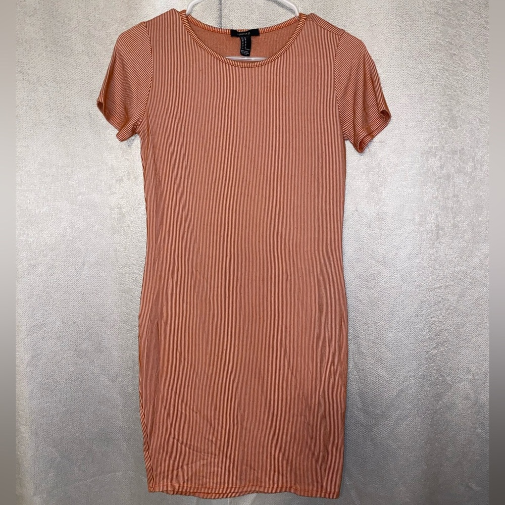 Forever 21 Orange Striped Dress Size Medium